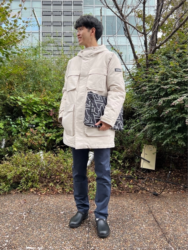 メンズ 透湿防水 インサレーションフーデッドロングジャケット ZBHAN59