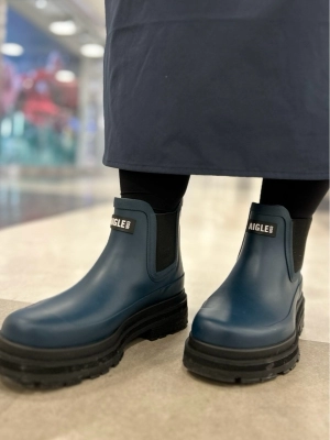 使用頻度少！AIGLE ラバーブーツ エーグル AIGLE ソフトレイン ファー ラバーブーツ （ブラック